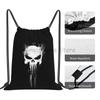 Custom Skeleton Skull Print Drawstring Backpack Bags Lightweight Foldable Gym Sports Sackpack Lightweight Training Sacks