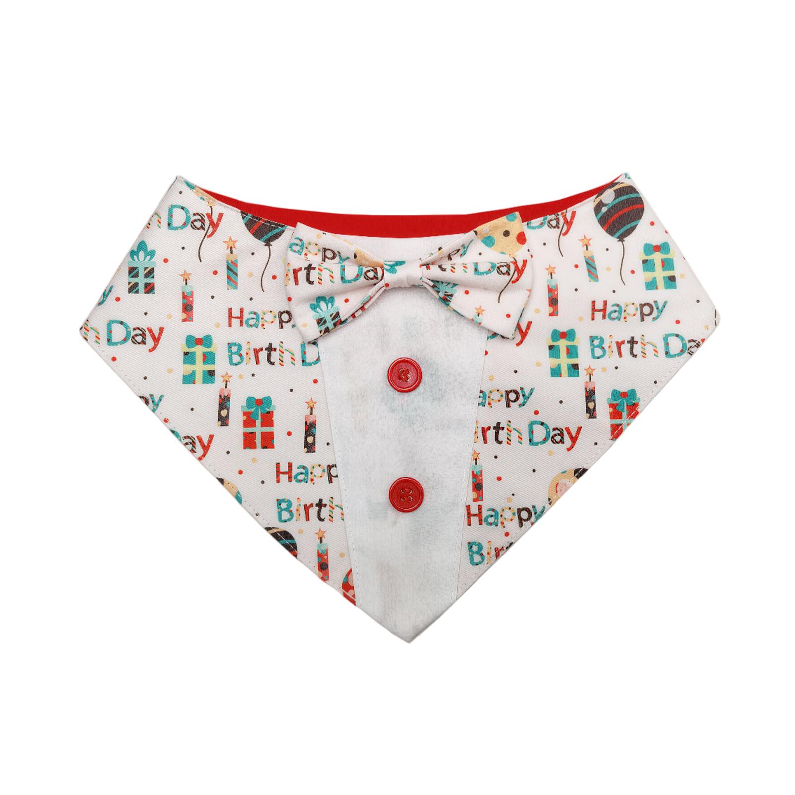 

Dog Birthday Pet Scarf Adjustable Pet Outfit Costume Dog Scarfs Bibs Tuxedo Bandana Collar for Dogs XS To XL XS