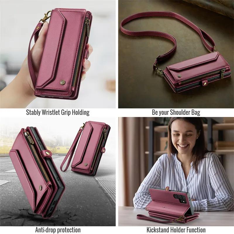 Crossbody Lanyard Wallet Case for Samsung Galaxy S26 S25 S24 Ultra S23 FE S22 Plus A17 A37 A57 A16 A36 A56 A15 A35 A55 Cover