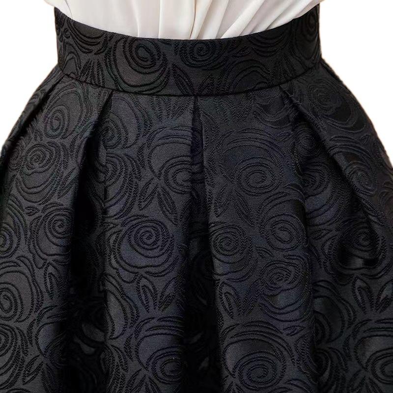 Jupe bustier taille haute pour femme, jupe plissée en jacquard, printemps et automne