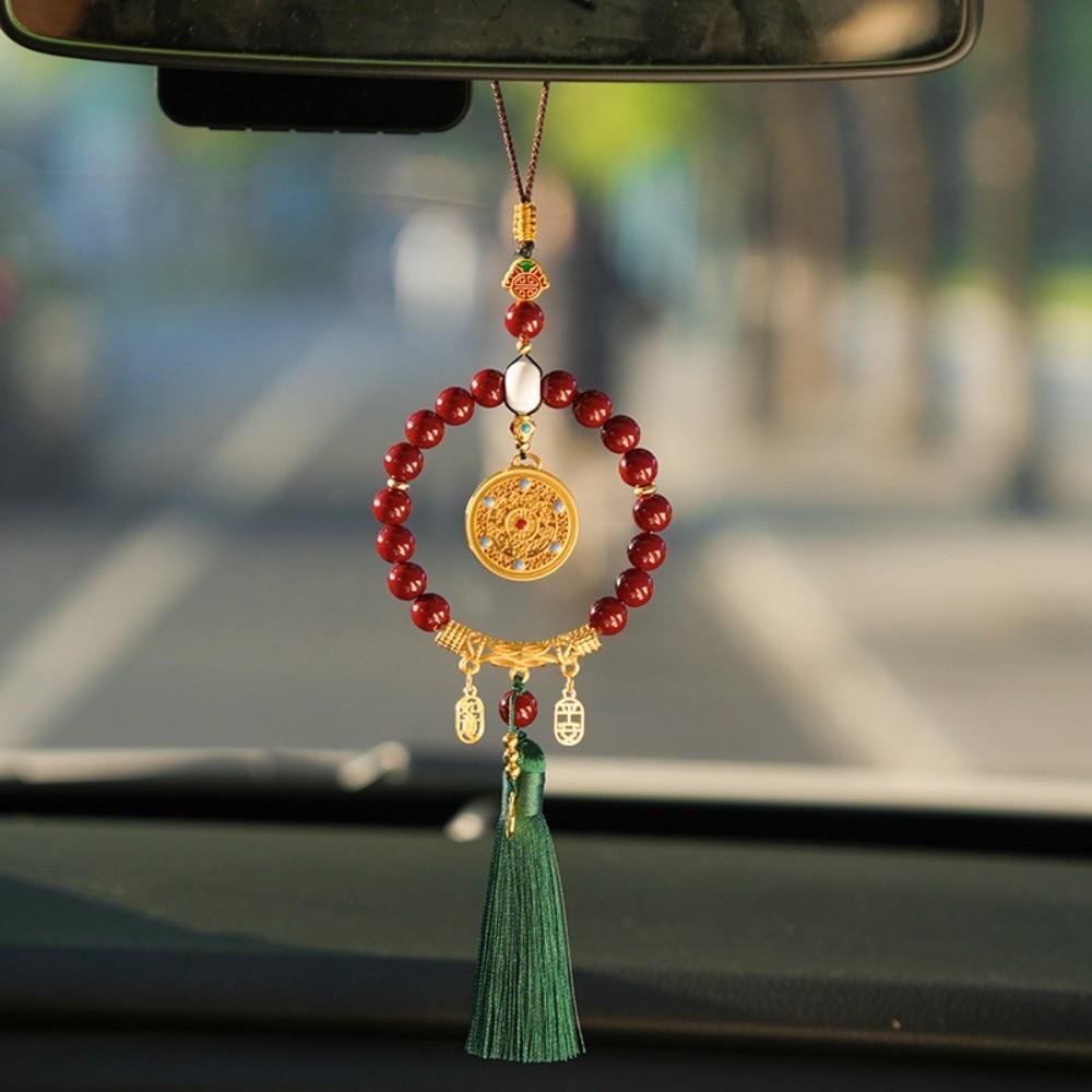 Vehicle Decoration Car Hanging Ornament Five-Fortune Round Rearview Mirror Pendant  Car Interior