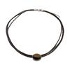 Vintage Leather Necklace Featuring Natural Tiger Eye Stone Adjustable Length Necklace Alloy Texture Present for Women