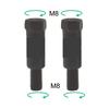 1 Pair Long Black Silver Motorcycle Rear Mirror Adapter Fits M8 8mm Clockwise Counterclockwise