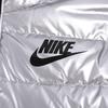Nike Kids Full-Zip Shiny Hooded Logo Down Jacket Winter Kids Outerwear Silver NY2142032GS-005