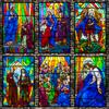 Pellicola Vetro Colorato Statico Stile Vintage Arte Sacra Adesivi per Finestre PVC Autoadesiva Pellicola Cristiana Europea Classica
