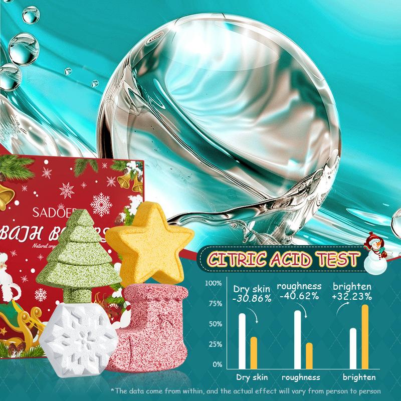 4-piece Christmas Bath Salt Ball Set In Gift Box. Gentle and Moisturizing for Skin. Enjoy A Perfect Spa-like Experience. Perfect Christmas Gift.