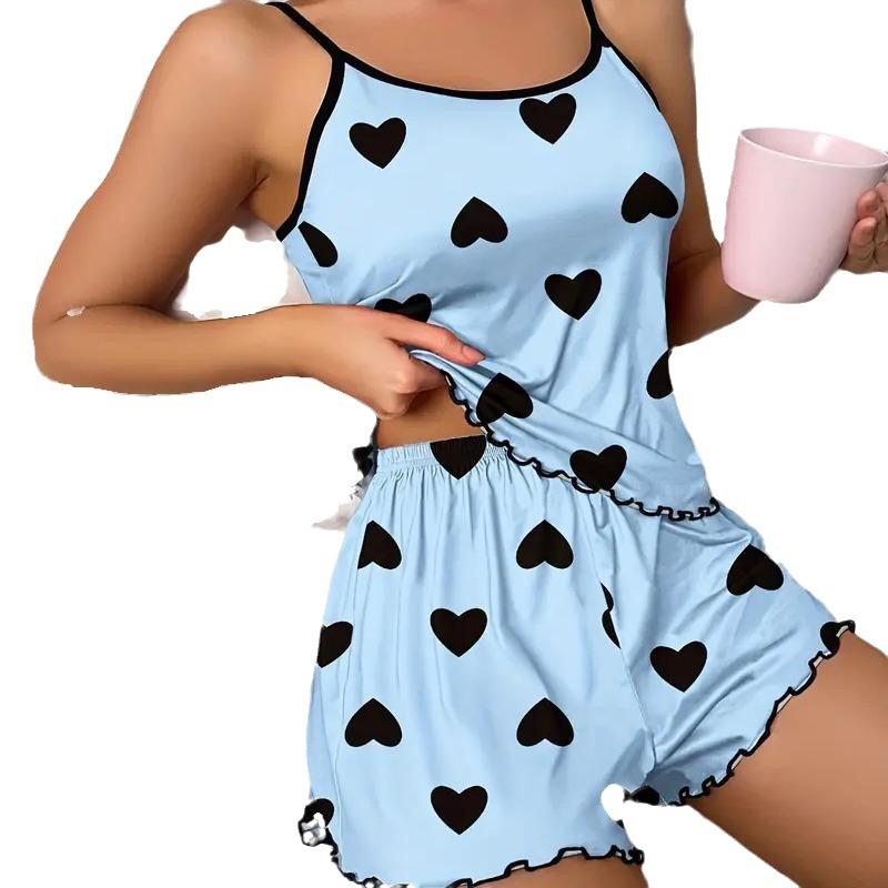 Women's Kawaii Backless Cooling Pajama Set Sexy Top & Shorts Suits Lady Comfortable Breathable Sleepwear Y2k