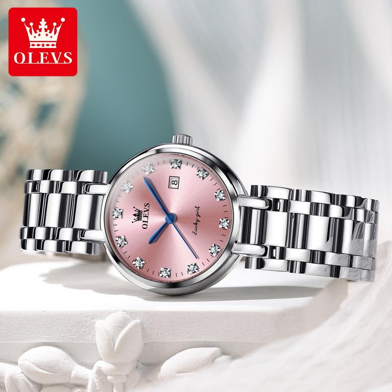OLEVS Damenuhren Mode Leichter Luxus Original Armbanduhr Wasserdicht Leuchtend Quarz Damen Chronograph Datumsuhren