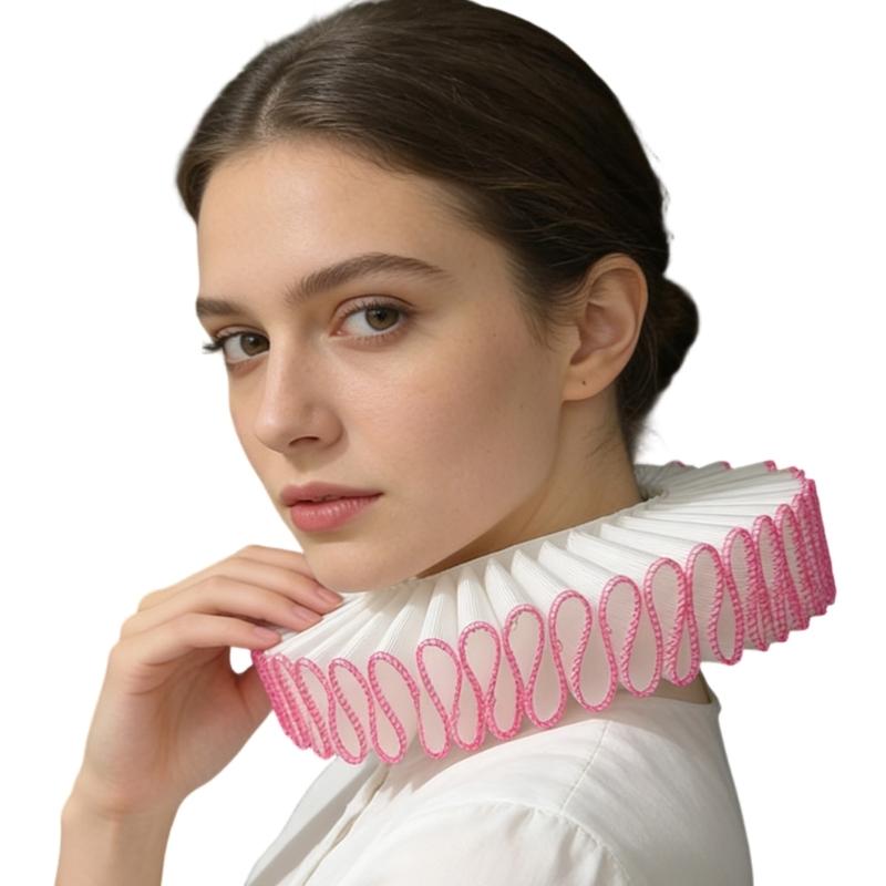 Comfortable Ribbon Faux Collar Colonial Clown Choker Neck Collar Ideal for School Uniforms Performances and Parties