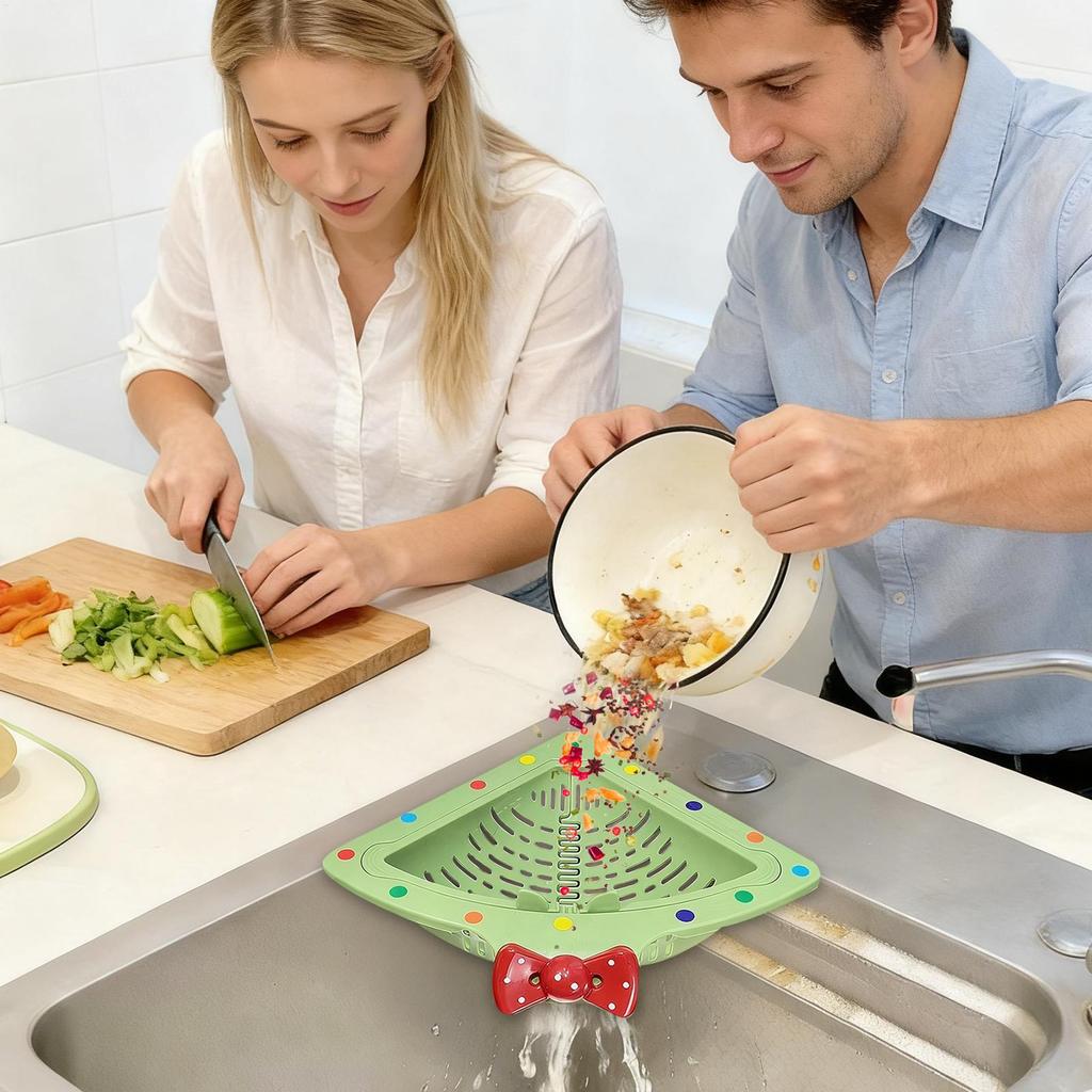 Magnetic Triangle Kitchen Sink Strainer Basket Corner Sink Food Catcher For Fruit Veg Pasta Scrap, Home Apartment Use