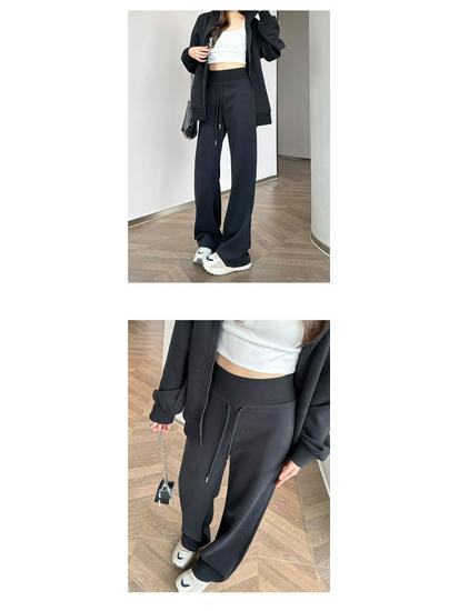 Autumn 2025 Women's High-Waisted Wide-Leg Floor-Length Sweatpants: Loose-Fit, Casual, Draped Style.