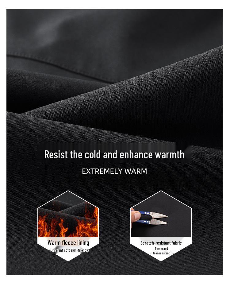 Men's Autumn/Winter Outdoor Windbreaker Softshell Pants - Fleece-Lined, Warm, Breathable, Straight-Leg Design.