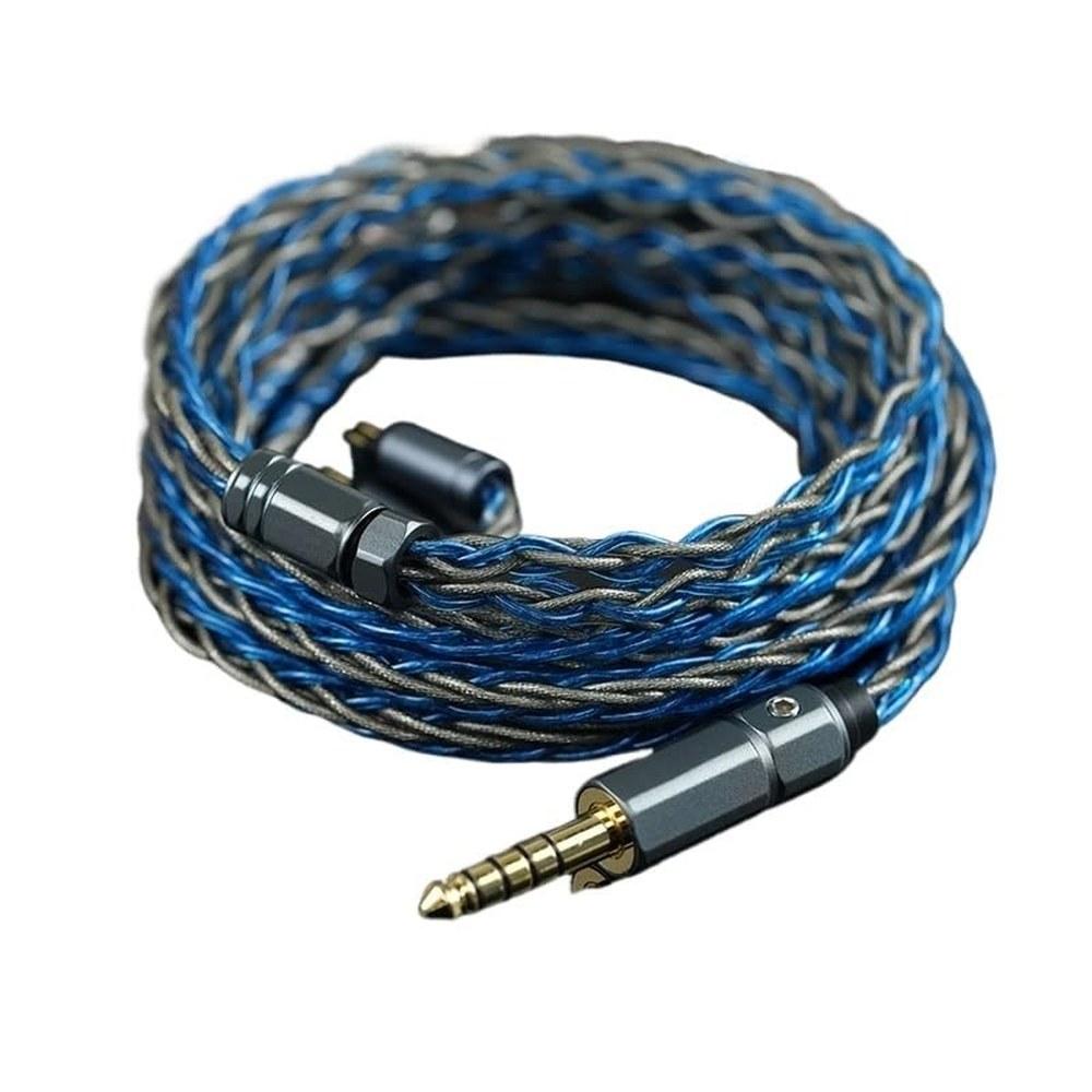 DWCGSG Blue Crystal Earphone Cable 99.99999% OCC Silver Foil 3.5mm 4.4mm 2-Pin 0.78mm MMCX QDC KZ-QDC IEM Wire