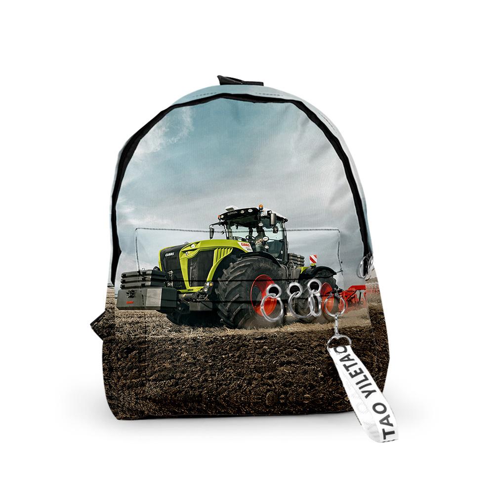 Klassiek Populair tractorpatroon Rugzakken Jongens/Meisjes leerling Schooltassen 3D Print Sleutelhangers Oxford Waterdicht Schattige Kleine Rugzakken One size