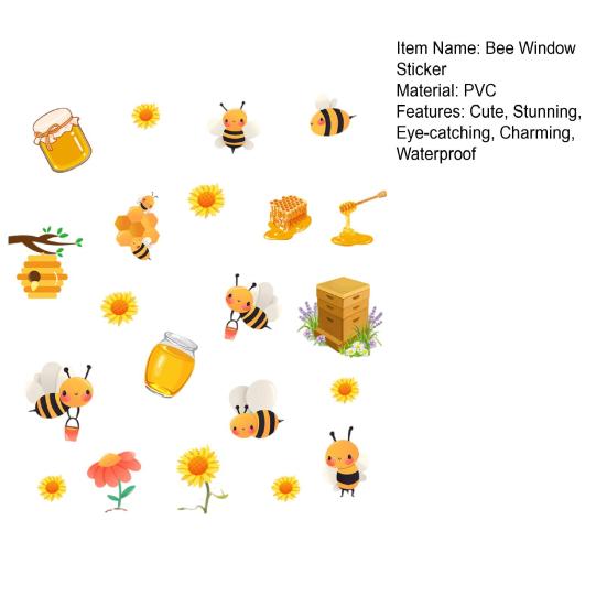 Spring Summer Bee Window Clings Honey Bee Static Glass Stickers Sunflower Honeypot Bee Removable Decals for Home Party Shop Glass Decor