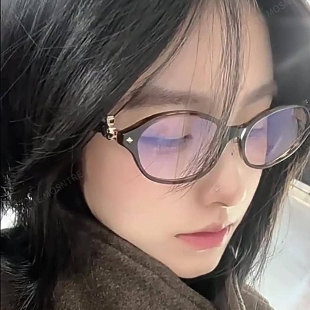 1PC Saturn Bookworm Plain Oval Flat Mirror Anti-Blue Light Glasses Frame Can Be Paired with Prescription Myopia Glasses Frame