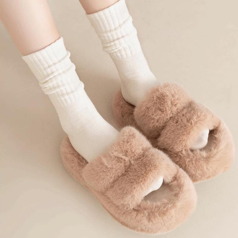 Autumn and Winter Socks Vertical Stripes Solid Color Mid Tube Socks Versatile Boneless Pile Socks Student Sports Long Socks