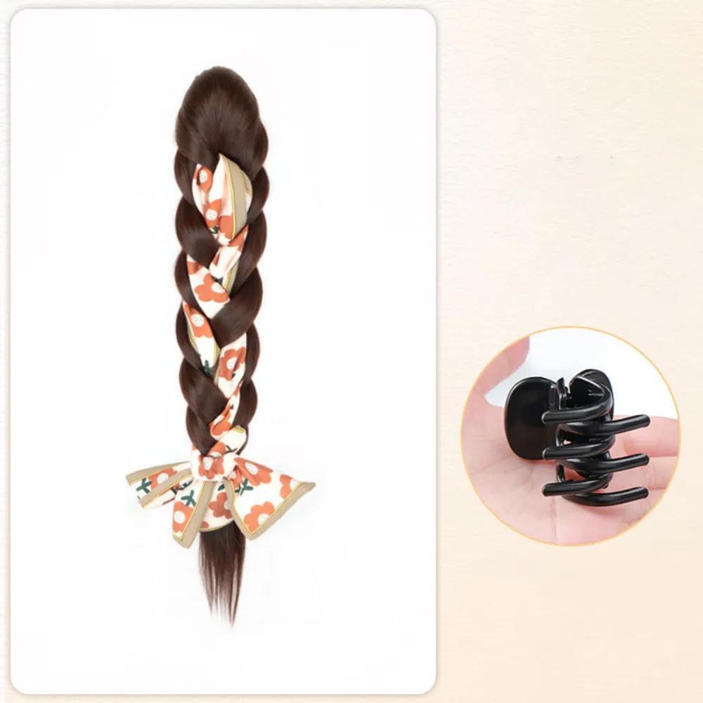 42cm Natural Ribbon Low Synthetic Ponytail Wig Long Twist Braid Simulated Hair New Chinese-style Hair Accessory