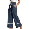 High Waist Loose Fit Wide Leg Pants with Hollow Out Detailing and Drawstring Waistband for Casual Relaxed Style