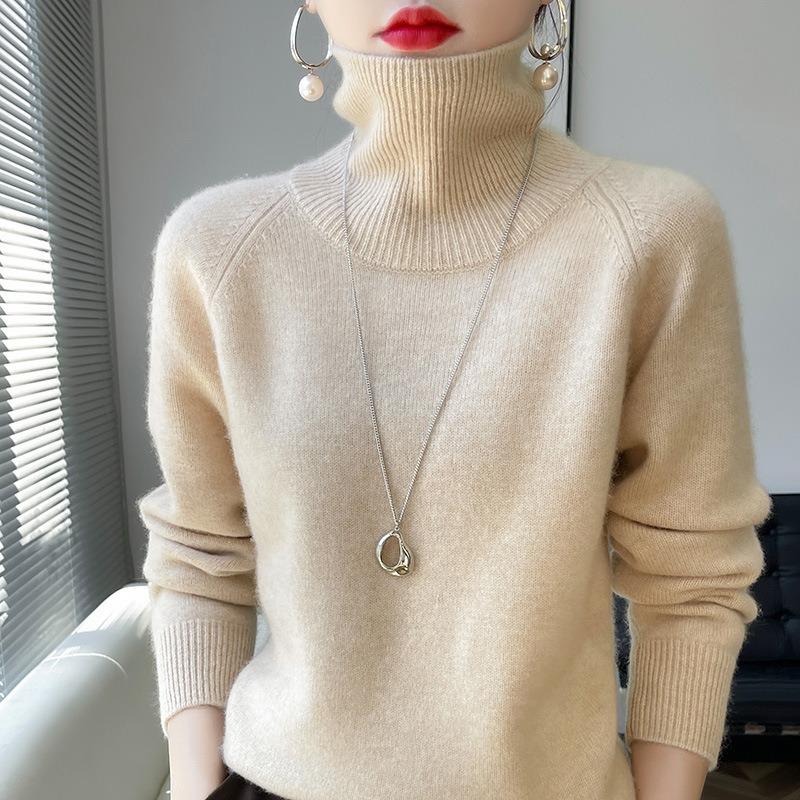 Turtleneck Long-sleeved Bottoming Shirt Autumn and Winter Solid Color Outer Sweater Age-reducing Thickened Comfortable Pullover Knitted Sweater Top