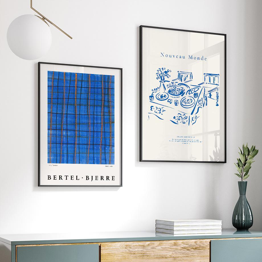 Blue Abstarct Line Girl Portrait Geometric Curve Posters And Prints Wall Art Canvas Painting For Living Room Decorative Pictures