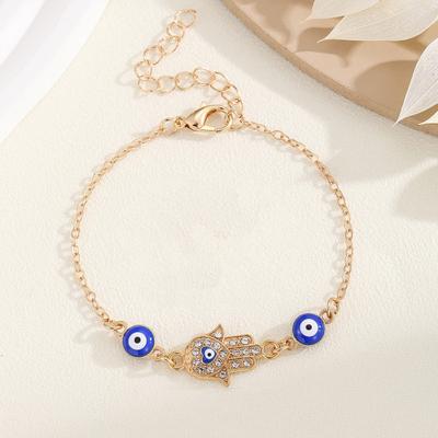 Pulsera Ojo Maligno Mano de Fátima Pulsera para Mujer Cadena Ajustable Ojo Maligno Azul Pulsera de Circonita Cúbica Joyería Regalo para Ella Esposa