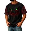 Men's Casual Corduroy Short Sleeve Crew Neck Lightweight Breathable T-Shirt Halloween Print Lettering Design