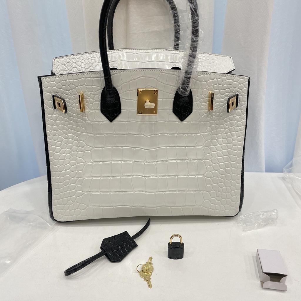 2025 Explosive Color Matching American Crocodile Pattern Platinum 25/30. Full-pair Version Strapless High-end Fashion Portable Women's Bag