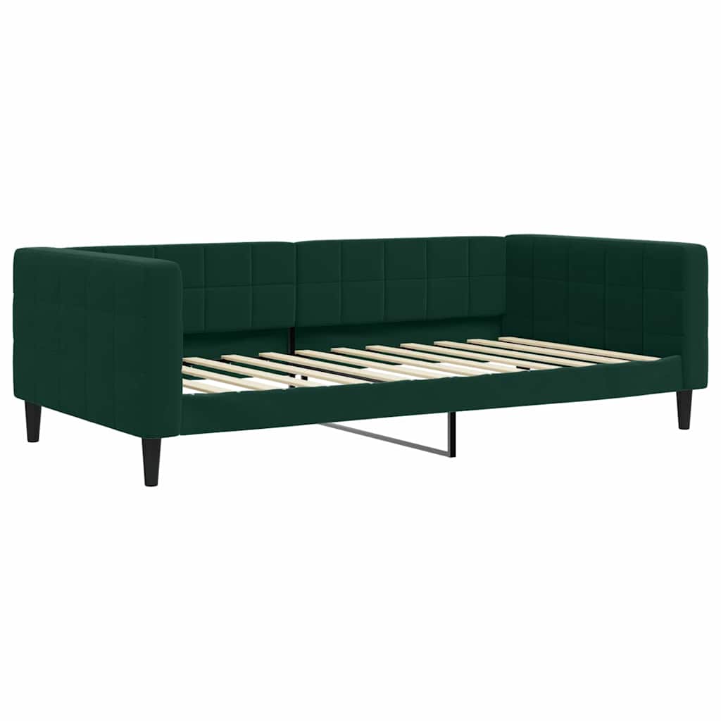 Extendable Daybed with Mattresses Dark Green 100 X 200 Cm Velvet