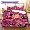 Betty Boop Pattern Bedding Set Quilt Cover Pillowcase Home Decor Gift (1 * Duvet Cover + 2 * Pillowcase, Without Core)