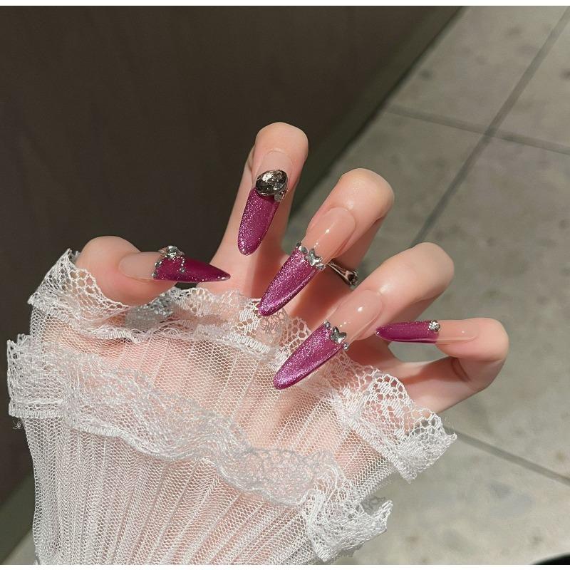 Cat's Eye Wearing Nail Pure Hand-made Nail Piece Fake Nail Wearing Nail Piece Advanced Sense Thin Dog Long