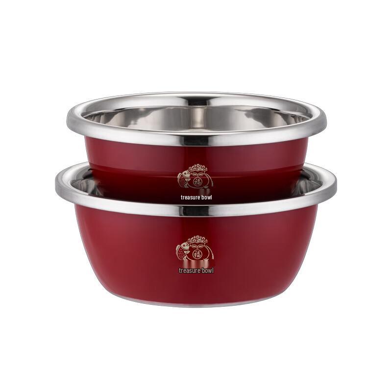 Thickened Stainless Steel Red Multi-purpose Bowl Set