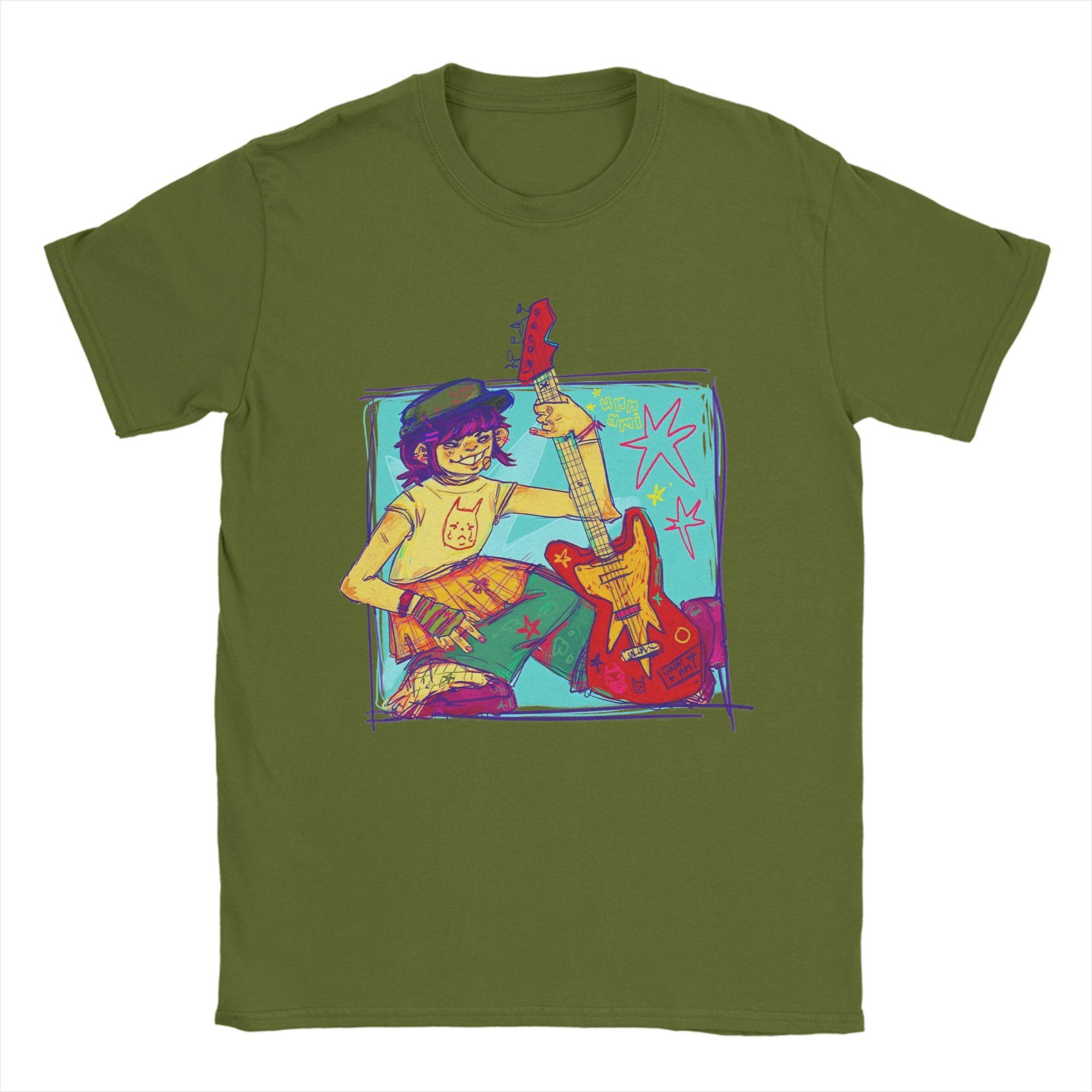 

Повседневная футболка Leisure Noodle gorillaz для мужчин с круглым вырезом, 100% хлопок, футболки с коротким рукавом, топы больших размеров 4XL