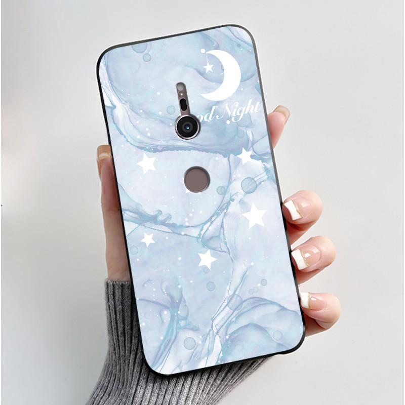 

Cute Case For Sony Xperia XZ2 Fundas SO-03K Capa Coque Printing Shell Protective Cover Soft Silicone Cartoon Black Casing Sony Xperia XZ2