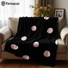 Schwarz Rosa Gepunktet Minimal Anime Cartoon Flanelldecke Weiche Warme Überwurfdecke für Schlafzimmer Sofa Auto Kinder Urlaubsgeschenk