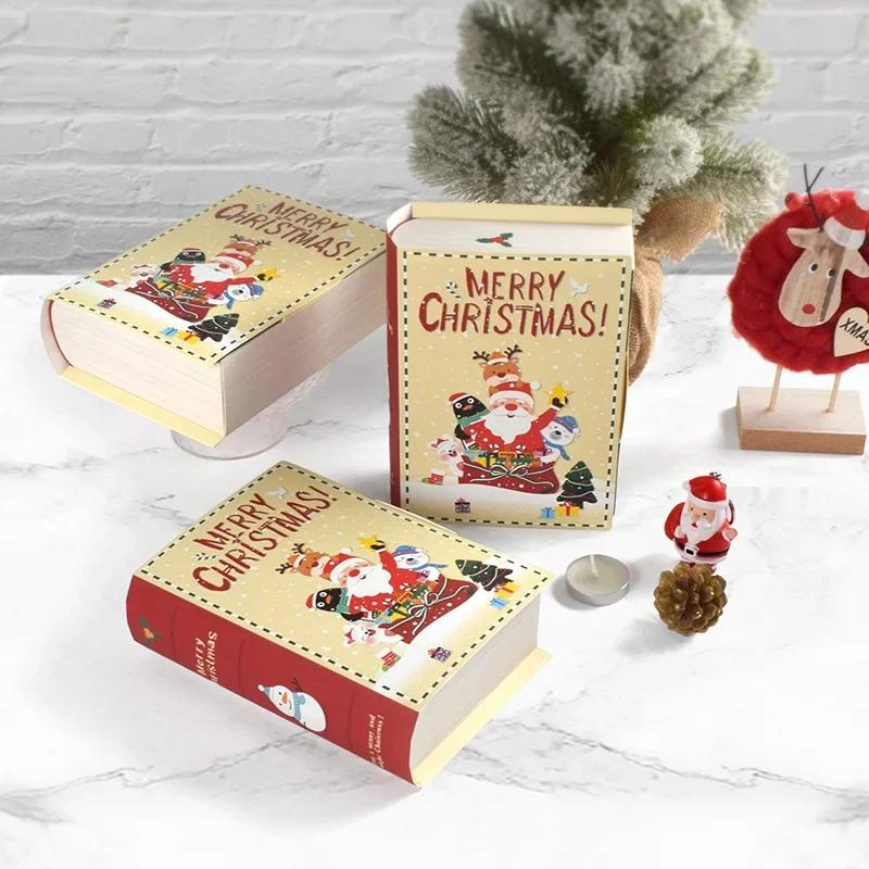 5Pcs Merry Christmas Candy Boxes Creative Book Shape Xmas Gift Packing Box Bag Party Cookie box Navidad New Year Gift For Kids