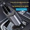 Metal Car Charger with Digital Display & Retractable 3-in-1 Cable for Super Fast Charging Via Cigarette Lighter.