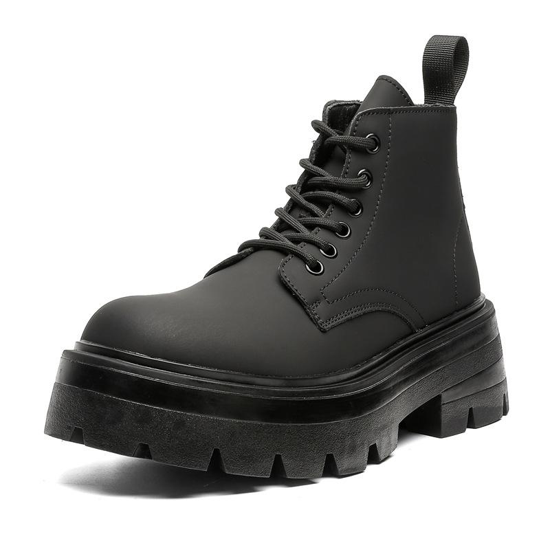 

Ботинки мужские осенне-зимние черные ботинки Martin средней высоты модные британские флисовые ботинки с боковой молнией 3319-J 38 чёрный