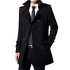 "Men's Woolen Double-Breasted Slim Windbreaker Coat - Korean Style, Autumn/Winter 2022"