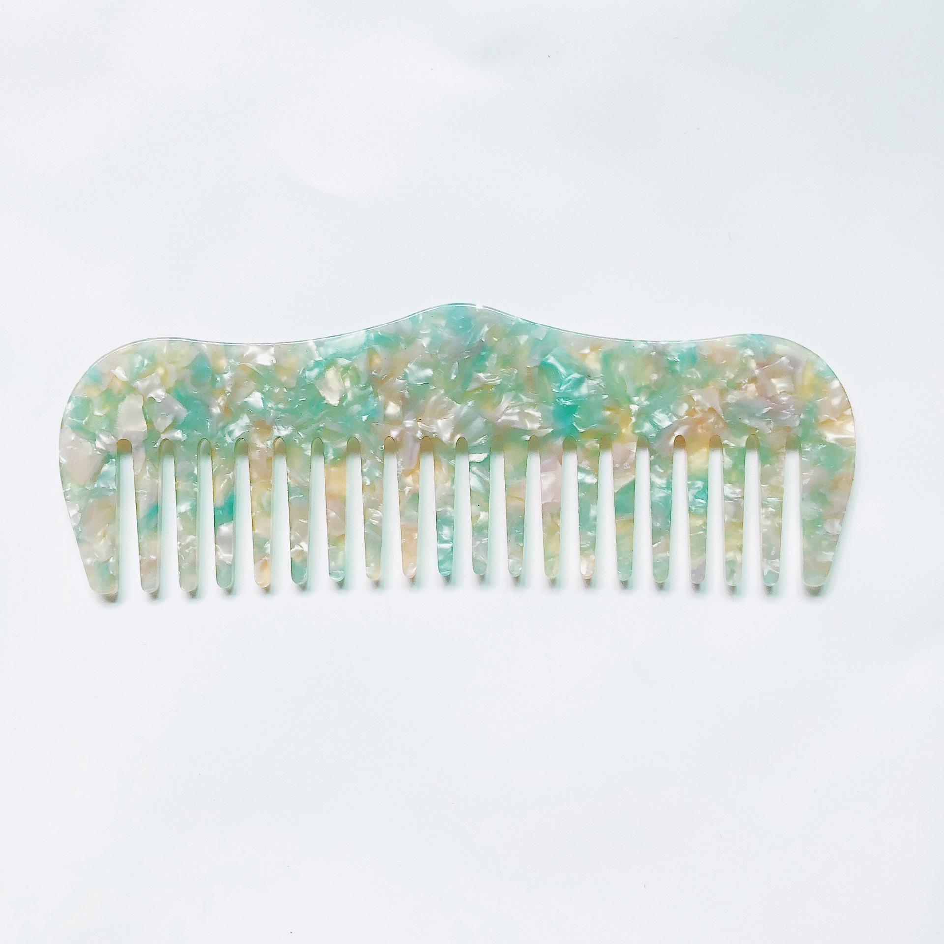 Daily Life Hairdressing Tail Cellulose Marble Pattern Hair Combs Wide Teeth Tortoise Shell Colorful Acetate Hair Combs for Women