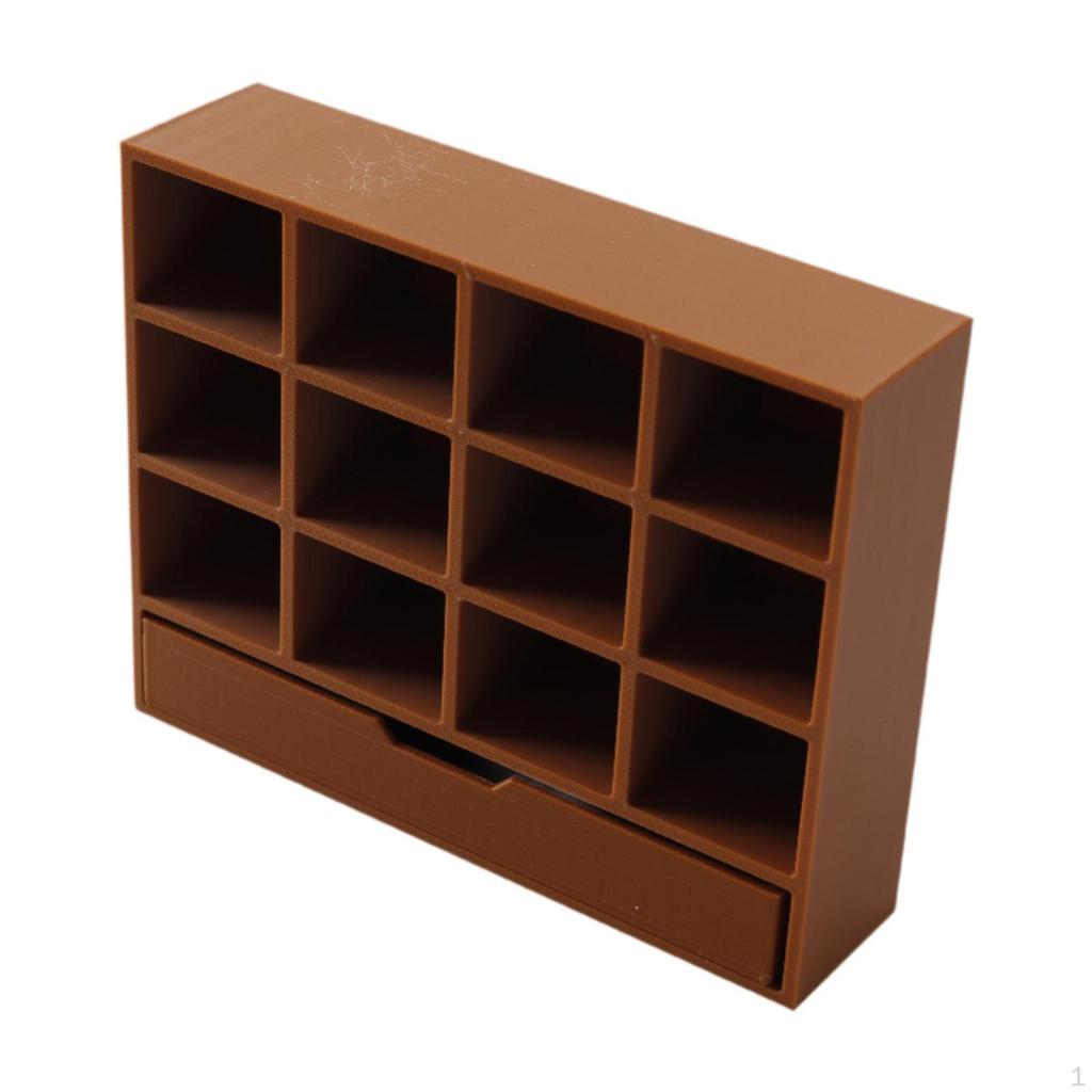 1/12 Display Cabinet Miniature Furniture Model Scenes Realistic Mini Organizer, Showcase with 12
