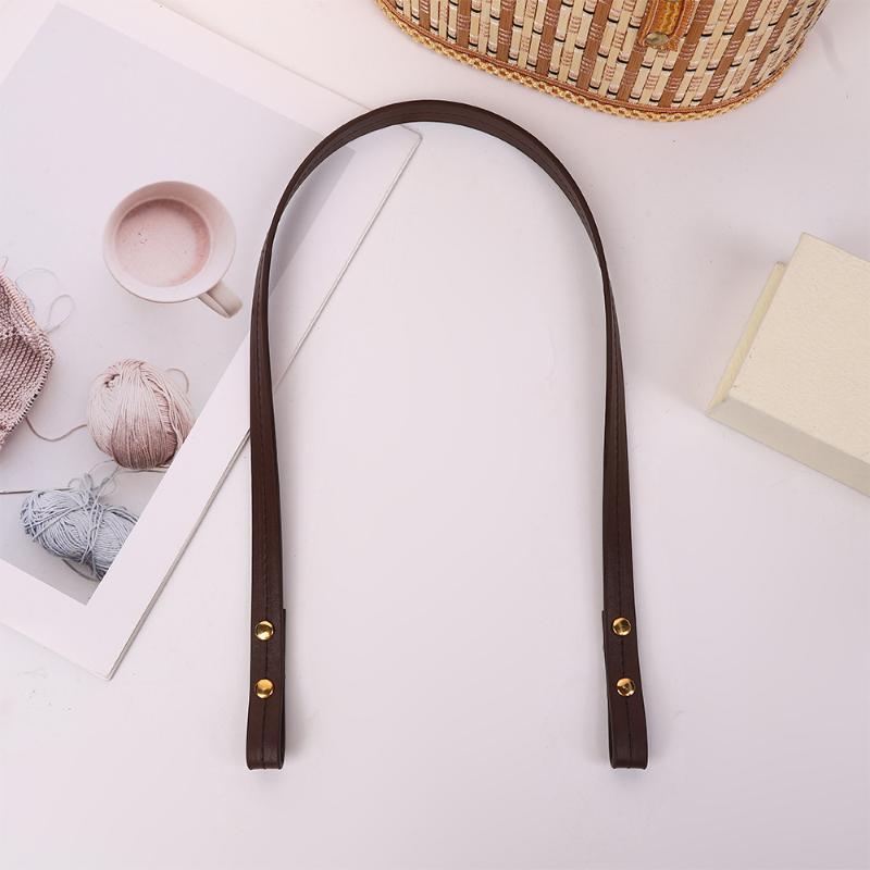 2Pcs Solid Color Handbag Replacement Handle Detachable PU Leather Strap for DIY Homemade Bag Making