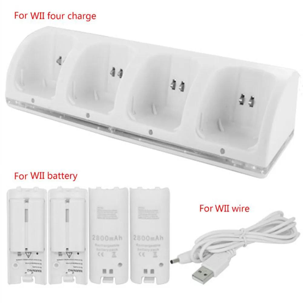 4 Ports Charging Stand Dock Station for Wii Game Console Without Battery Game Controller Charger with LED Indicator for Wii