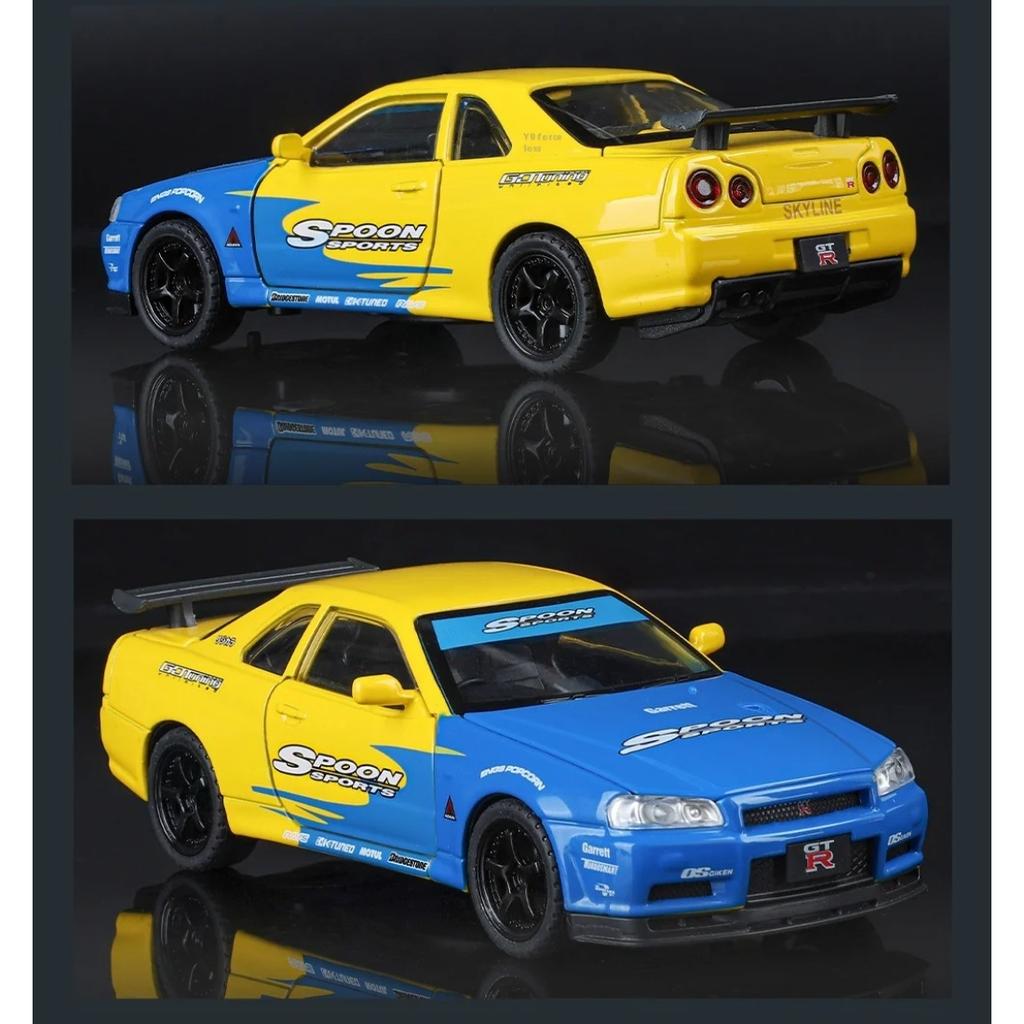 1/32 Scale GTR Skyline Alloy Car Model W/LED Lights & Sound Effects, Perfect Toy for Kids, Collectible Racing Car Display
