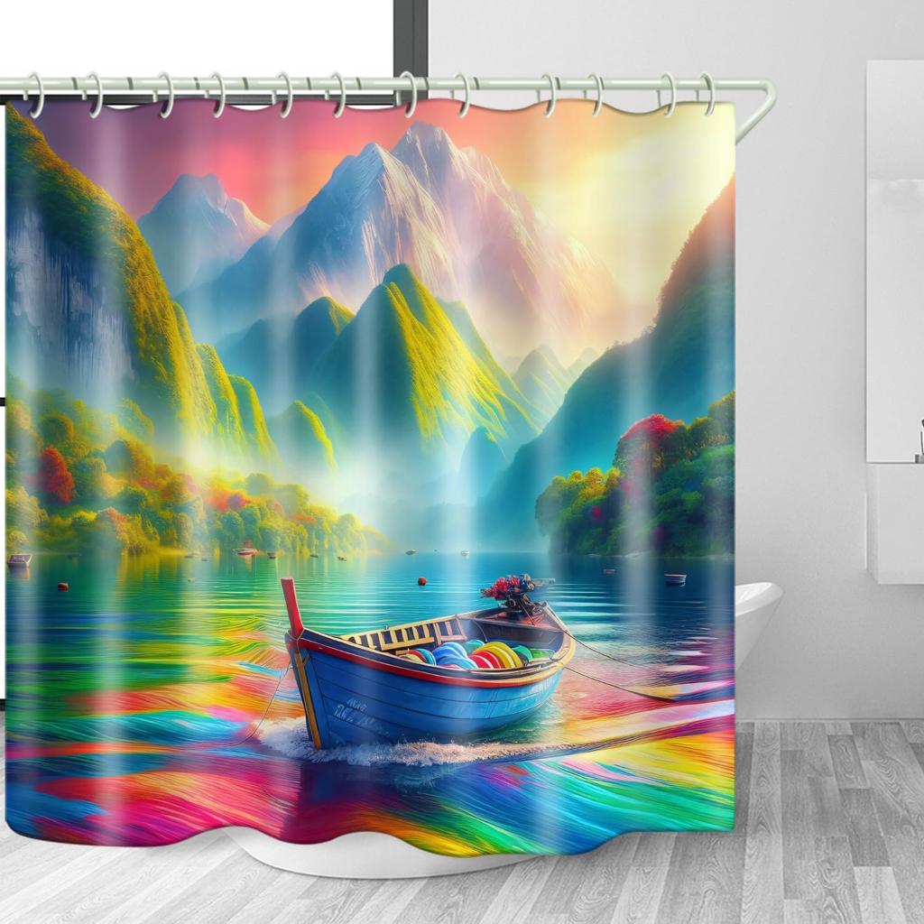 Colorful Dream Space Tree Shower Curtain, Unique Design Waterproof Fabric Shower Curtain, Bathroom Decoration, with Hook.