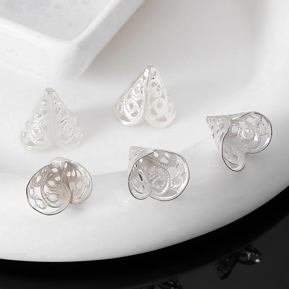 

20pcs 50pcs 100pcs Metal Two-leaf Speaker Retro Flower Tray Bead Caps Hat Headgear Out Parts for DIY Jewelry Making Accessories 20pcs