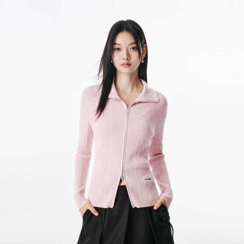 

Peacebird Women s Cable Knit Double Zipper Cardigan S (155)