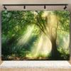 Forest Party Banner, Polyester Wall Hanging with Woodland Backdrop and Tall Trees, Home Office Garden Party Decor, 90.5x70.8in, Easy To Hang