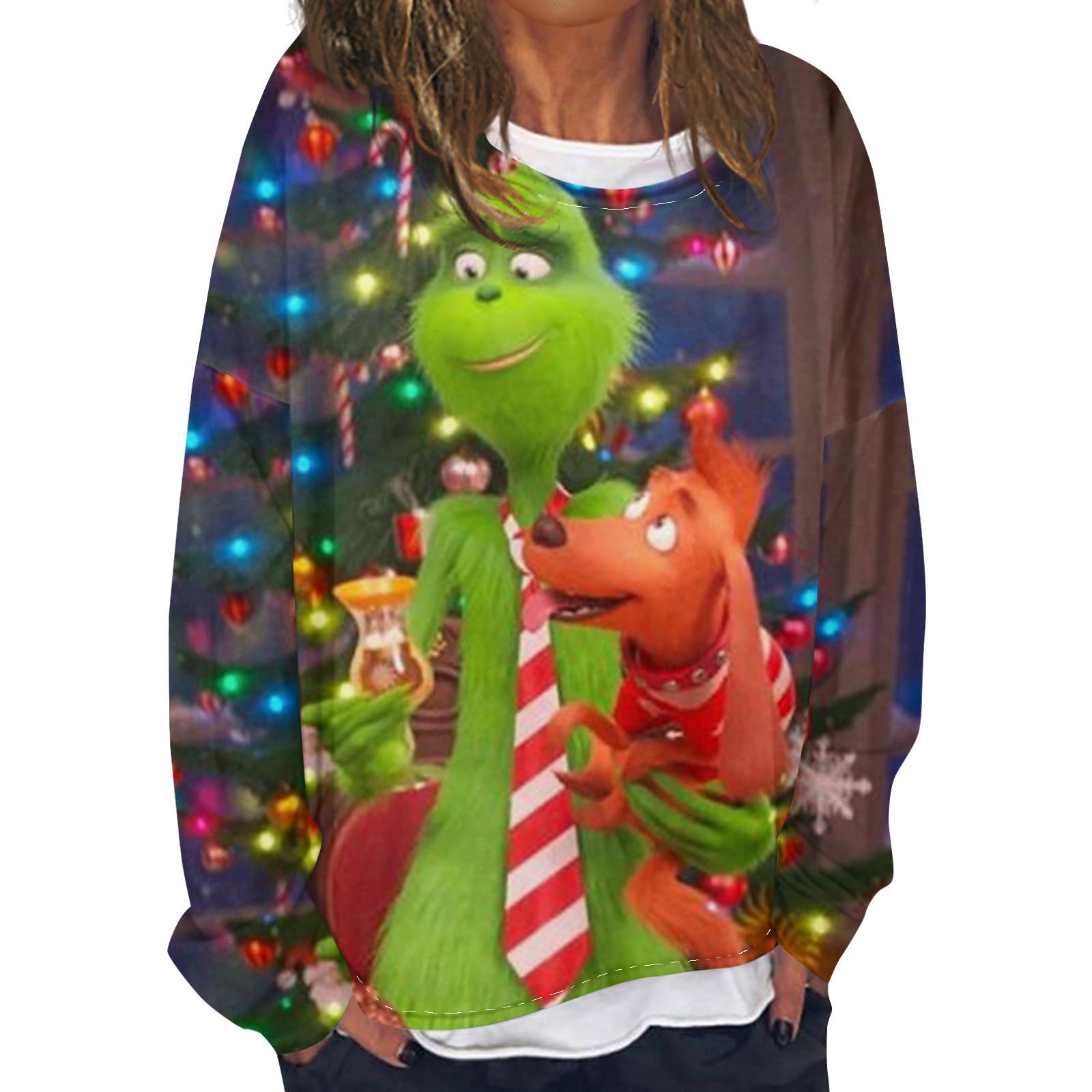 

Женская повседневная модная винтажная толстовка с длинным рукавом и круглым вырезом с принтом, многослойный пуловер, топ M