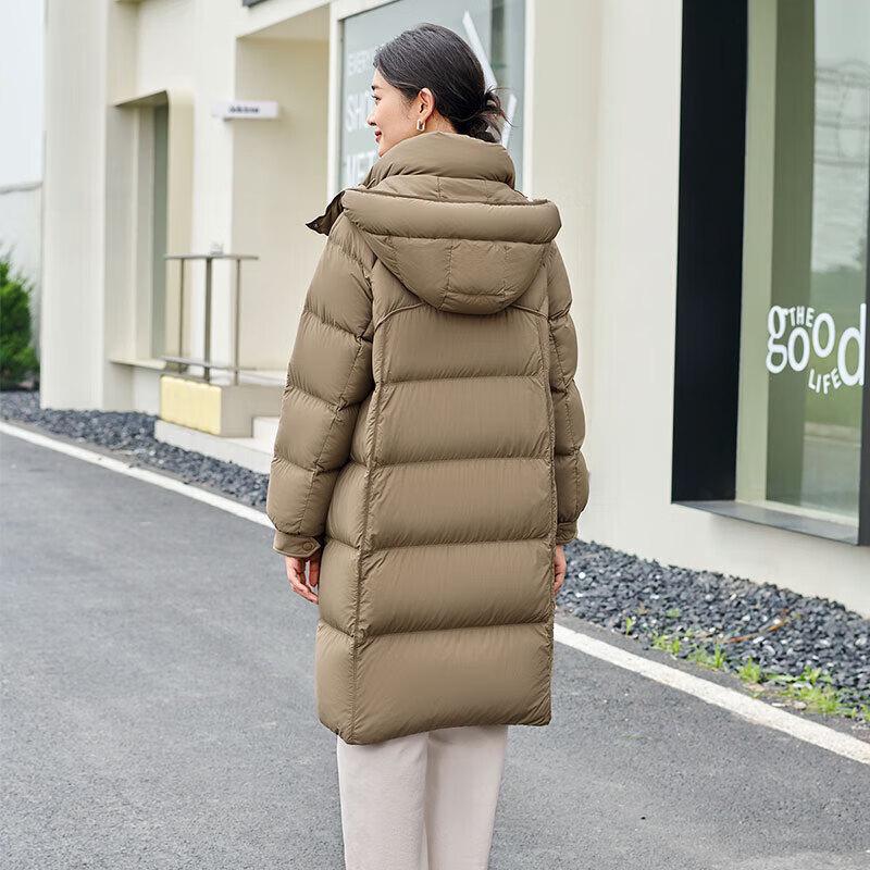 Tanboer Women's Mid-length Hooded Loose Fit Thick Warm Down Jacket TW236832